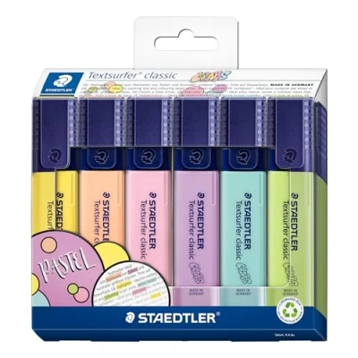 Imagen de STAEDTLER 364 CC6 Textsurfer Classic Subrayador (6 unidades), colores pastel surtidos