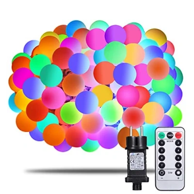 Imagen de Afufu Luces de Navidad Guirnalda Luminosa Decorativa 100 LED Cadena 8 Modos con Enchufe, Control Remoto, Resistente al Agua para Jardín, Casa, Árbol Navidad, Fiesta