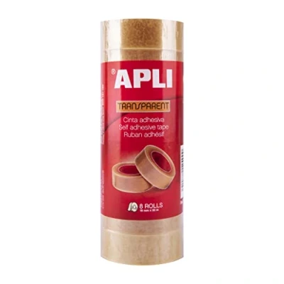 Imagen de APLI 12490 Cinta adhesiva celo transparente 19 mm x 33 m, 8 unidades