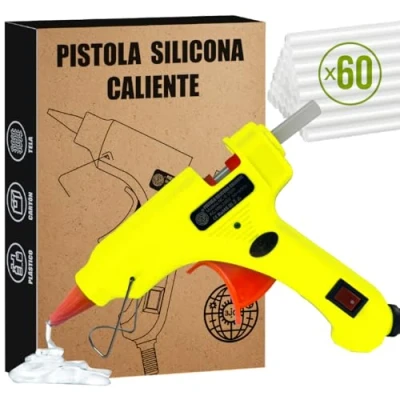 Imagen de 3JG® Pistola Silicona Caliente, de Pegamento 20W con 50pcs Barras, Juego Para la Escuela Arte Bricolaje Calentamiento Rápido.