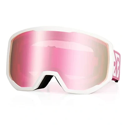 Imagen de EXP VISION gafas de esquí para hombre y mujer, snowboard, nieve OTG 100% protección UV, usuarios gafas, antiniebla, snowboard (cereza)