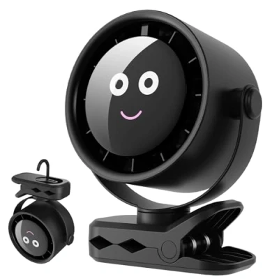 Imagen de HiLUNDA Ventilador de Mesa Portatil USB Recargable 4000mAh Ventiladores Pequeño con Clip/Gancho,5 Velocidades,360 Rotation,Pantalla LED,Mini Fan Silencioso para Hogar Oficina Cochecito Cámping