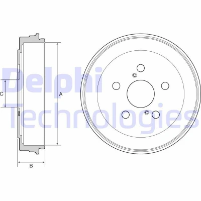 Imagen de DELPHI BF536 Tambor de Freno sin anillo sensor ABS, cojinete rueda 242
