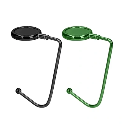 Imagen de kwmobile 2X Gancho de Bolso para Mesa Colgadores portátiles Escritorio Soportes Colgar Abrigo Paraguas Verde Oscuro/Negro