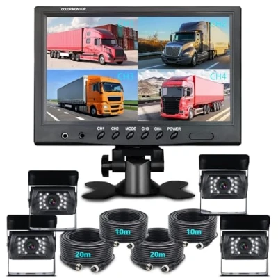 Imagen de Kit Cámara Visión Trasera para Coche Monitor 9 Pulgadas con Cable 4 Pines Cámaras Impermeables Camiones Y Campistas Camara Marcha Atras (Color : Inch)
