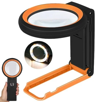 Imagen de 30X 40X Lupa con Luz, Lupas de Gran Aumento 18 Luces LED, Manos Libres para Leer Libros, Soldadura, Inspección, Monedas, Joyería, Exploración