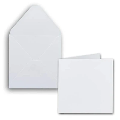 Imagen de NEUSER PAPIER Juego de 25 tarjetas cuadradas con sobres, en blanco, 14 x cm, blanco brillante, invitación imprimibles, ideales para hacer y crear