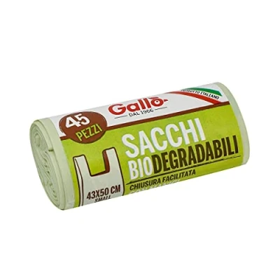 Imagen de GALLO Sacchetti biodegradabili e resistenti Bolsas húmedas con Asas, Bio, Biodegradables y compostables, 45 unità (Confezione da 1)