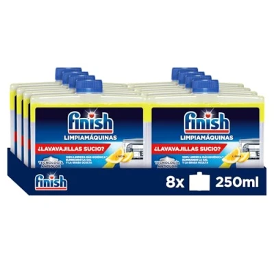 Imagen de Finish Limpiamáquinas Limpieza higiénica para el lavavajillas contra mal olor, la cal y grasa, líquido, aroma Limón, Pack de 8 unidades 250ml