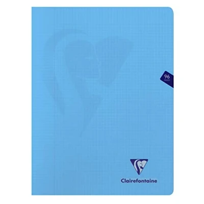 Imagen de Clairefontaine 303368C Lote de 10 Cahiers Agrafés Mimesys 24x32 cm 96 Páginas Petits Carreaux avec Marge Papier Blanc 90 g Couverture Polypro Transparente Couleurs Aléatoires