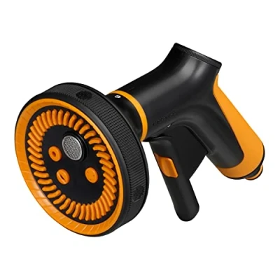 Imagen de Fiskars Pistola Pulverizadora Multi, 5 funciones, Caudal variable, Con regulador frontal y bloqueo de apertura/cierre, SoftGrip, Tamaño universal, Negro/Naranja, 1065482