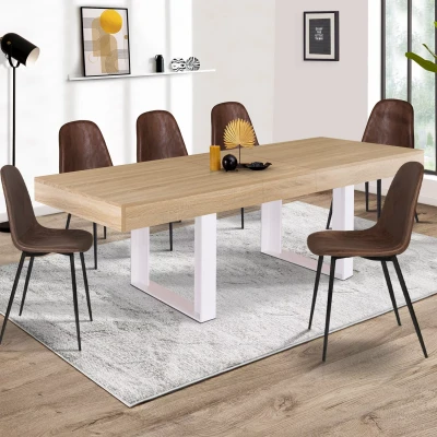Imagen de IDMarket Phoenix Mesa de comedor extensible, para 6 10 personas, madera y color blanco, 160 200 cm