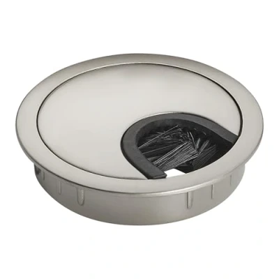 Imagen de SOTECH 2 piezas Pasacables metal Aspecto acero inoxidable mate Perforación Ø 60 mm Escritorio con junta antipolvo