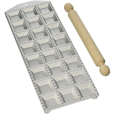 Imagen de Eppicotispai Fabricante de Ravioli cuadrado aluminio 24 agujeros con rodillo