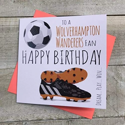 Imagen de WHITE COTTON CARDS FFP66 Tarjeta de cumpleaños del club fútbol Wolverhampton Wanderers Wolves FC