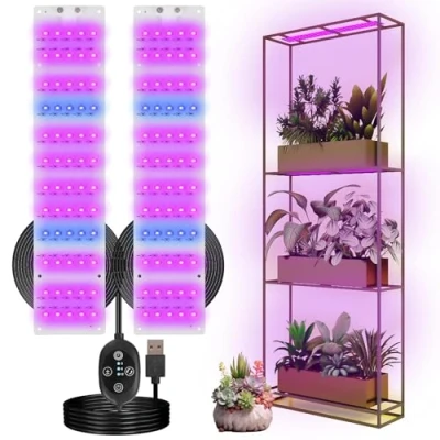 Imagen de FenglinWisdom lámpara LED de espectro completo para plantas, cultivo USB, resistente al agua, con temporizador 3/6/12H, plantas interior, flores