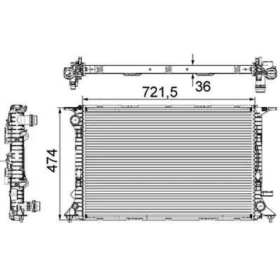 Imagen de MAHLE ORIGINAL CR 911 000S Radiador, refrigeración del motor 720mm 468mm 32mm Caja de cambios manual Aletas soldadas AUDI: A5 B8 Coupé