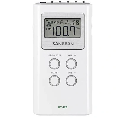 Imagen de Radio portátil Sangean DT 120, AM/FM, Pantalla LCD, Blanco