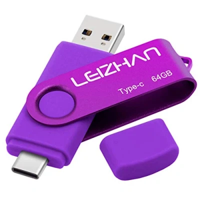 Imagen de LEIZHAN Memorias USB 3.0 64GB Tipo C Pendrive Flash Drive para Samsung Huawei Dispositivos Android/PC Morado