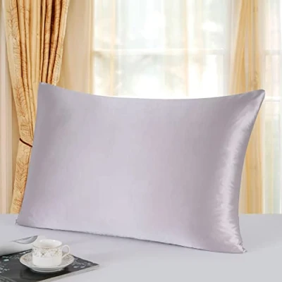 Imagen de townssilk Funda de almohada reversible 100 % seda morera natural 19 mommes, 50 x 75 cm, con cremallera oculta, lila claro