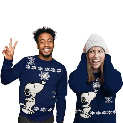 Imagen de United Labels Snoopy Jersey de Navidad Unisex Azul Invierno para Hombre Mujer, azul, XL