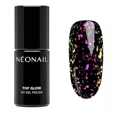 Imagen de NEONAIL Pintauñas Semipermanentes 7,2 ml Top Coat Semipermanente Glow Rose Aurora Flakes Esmaltes Para Uñas Gel Manicura Esmalte UV Led Laca De
