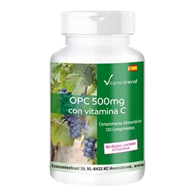 Imagen de OPC 500mg con Vitamina C Extracto de Semilla Uva Vegano 120 comprimidos fabricado en Alemania Vitamintrend®