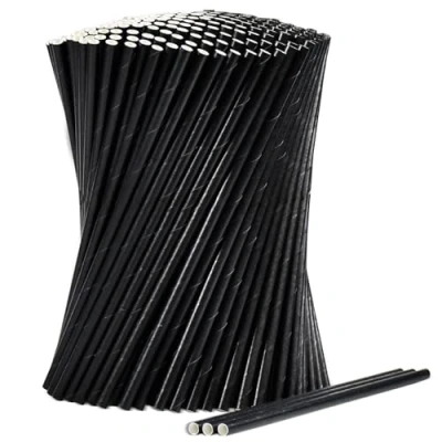 Imagen de Pajitas de papel biodegradables para cócteles, color negro, 1000 unidades, 19,7 cm x 0,6 cm, bares y restaurantes