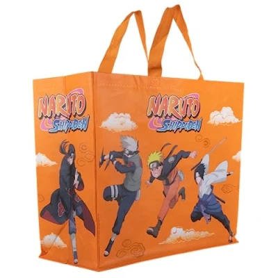 Imagen de Konix Naruto Shippuden Bolso tote 40 x 45 20 cm Material reciclado Diseño Naruto, Sasuke, Kakashi e Itachi Naranja
