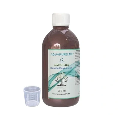 Imagen de AQUAPURELIFE® DMSO al 99,9% sin diluir, puro Envasado en botella cristal ambar 250ml con gotero