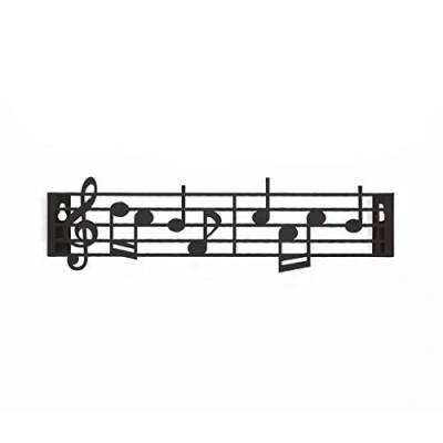 Imagen de Balvi Colgador para llaves Musik Color negro en forma de partitura musical clave sol Incluye to