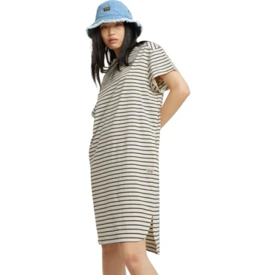 Imagen de G STAR RAW Camiseta Holgada de Rayas Dress Wmn Vestido Informal, Antique White/Petrol Stripe D24484 c339 g613, L para Mujer