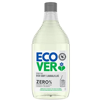 Imagen de Ecover ZERO Lavavajillas a mano con ingredientes biodegradables base de plantas, contiene 0% fragancia y colorante, hipoalergénico vegano 450 ml