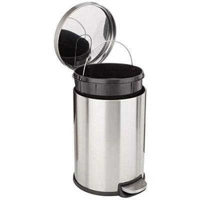 Imagen de Amazon Basics 5.3 Soft Close Trash Can 20 l, C 10079S l metálico Redonda