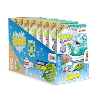 Imagen de INKEE Pack de 10 Slime para la bañera color verde con aroma a melocotón, convierte el agua en Slime, incluye una pegatina colección Hippo (4 coleccionar), 25 litros cada uno