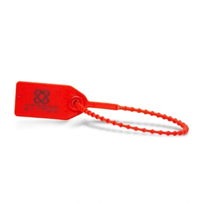Imagen de DOJA BARCELONA Precintos de Seguridad Plastico Rojos 200 unidades 24cm Largo Bridas numeradas para maleta, cajas, contenedores, puertas, bolsas, camion, logistica entre otros usos.