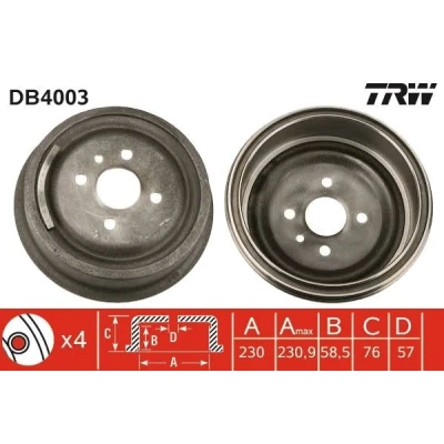 Imagen de TRW DB4003 Tambor de Freno 273 OPEL: Manta B Berlina, Kadett E CC, C Berlina
