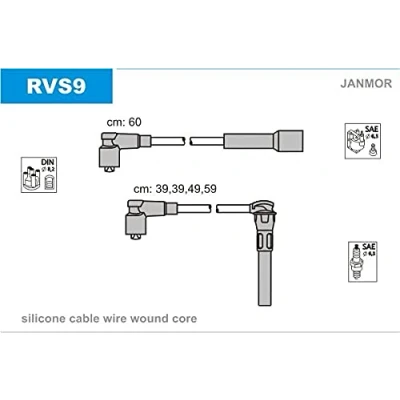Imagen de JANMOR RVS9 Juego de Cables Encendido ROVER: 200 Hatchback, 400 Berlina, 25 MG: MG ZR MGF Cabrio