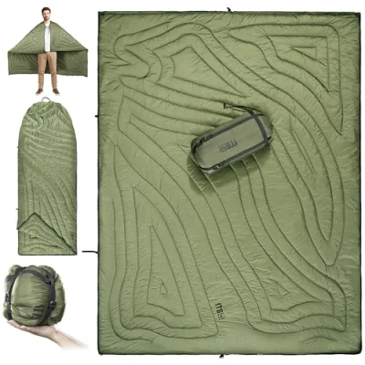 Imagen de 1TG Tactical Manta para Acampar al Aire Libre, de Viaje Ultraligera, Nylon 20D, Saco Dormir, Aislamiento Thinsulate, Resistente Viento, Impermeable, Acampar, Viajar, Coche y Pesca