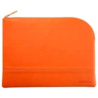 Imagen de Rhodia 116746C Rhodiarama pochette zippé en simili cuir italien taille L (21x28 cm) TANGERINE