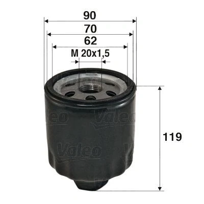 Imagen de VALEO 586020 Filtro de aceite M20x1.5 enroscable RENAULT: CLIO 1, Rapid Furgón, Express Pick up