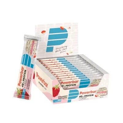 Imagen de Powerbar 40% Protein Plus Crisp Strawberry White Choc 12x40g Barrita alta en proteínas y baja azúcar