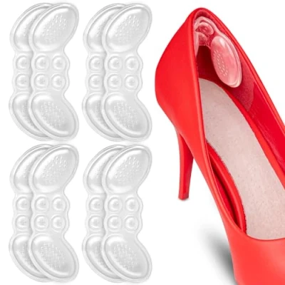 Imagen de SULPO 4 Pares Almohadilla Talon Gel Protector silicona Talones Rozaduras Antirozaduras Zapatos Plantillas Reducir Tamaño Tacon