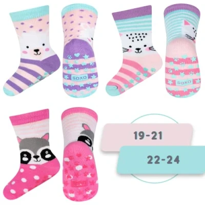 Imagen de soxo Calcetines Antideslizantes Niño Regalos Originales Bebes 1 Año 12 36 Meses Oveja Gato Mapache 3 Pares