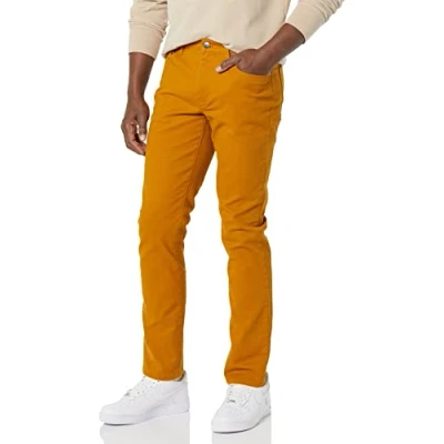 Imagen de Amazon Essentials Pantalón de Sarga Elástico con 5 Bolsillos y Ajuste Entallado Hombre, Dorado, 29W / 28L