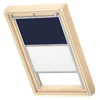 Imagen de Cortinas de oscurecimiento DÚO VELUX para SK06, Azul con guía Lateral Gris