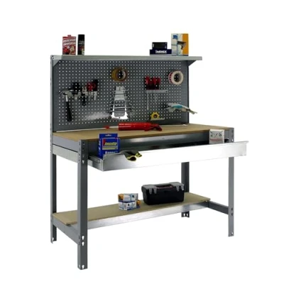 Imagen de Simon Rack Banco de Trabajo Taller, Capacidad Carga 600 kg, 1445x1210x610 mm, Mesa Trabajo, 1 Cajón, Gris/Madera BT3