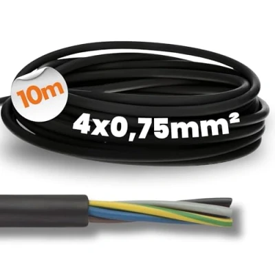 Imagen de 10m Lapp 16002583 H05RN F 4x0,75 mm² cable de goma flexible I resistente a los rayos UV y al aceite 4G0,75 negro con conductor protección para herramientas manuales decoración electrodos