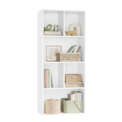 Imagen de WOLTU Estantería para Libros de Exposición, Estantes Piso o Pared MDF Blanco Oficina, Gabinete Archivos, 6 Compartimentos, 50x30x118cm SK005ws