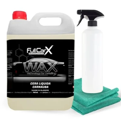 Imagen de FULLCARX Wax Technology 5 Litros Cera Carnauba Líquida para Coche Alto Brillo Protección Duradera Poder Hidrofóbico Repele Agua, Aplicación Fácil Limpiador Seco Producto Limpieza Detailing Profesional